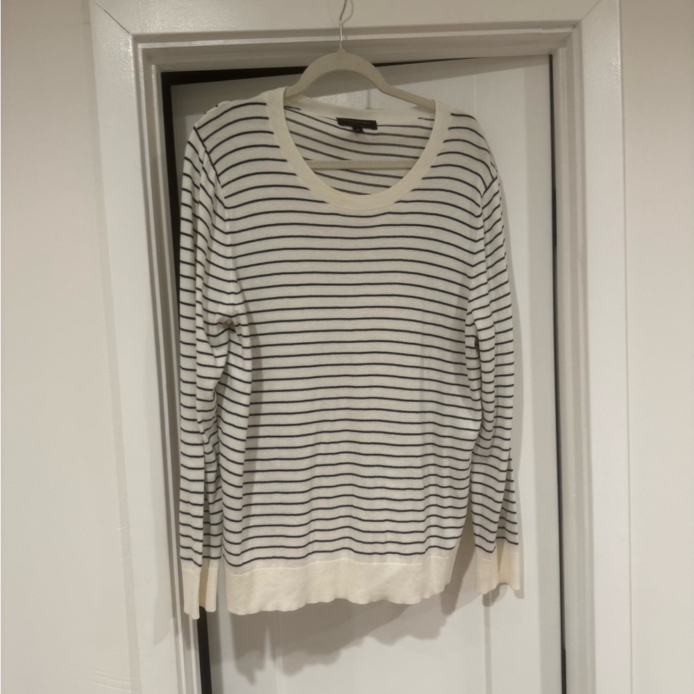 Banana Republic Cream and Black Striped Sweater